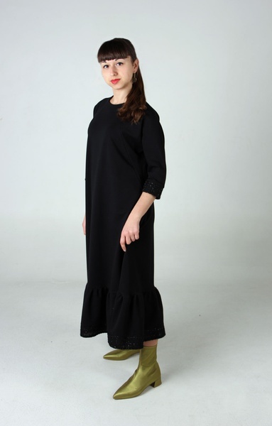 Черное платье Волли с вставками твида шанель с люрексом фото