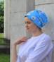 Шапочка Мириам принт голубая с ромашками hatmiriampryint-8 фото 2