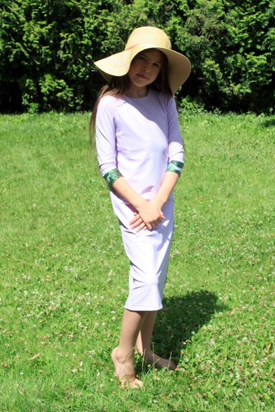Дитяча купальна сукня лілова з принтом гортензії фото