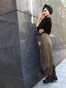 Спідниця з еко-замшу з бахромою відтінку Хакі skirtezbah-3 фото 1