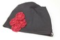 Шапочка Мириам трикотажная черная с вязаными цветы ручной работы hatmiriamdemi-14 фото 7