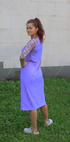 Купальна сукня пряма бузок з принтом коштовності фото