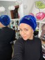 Шапочка Энжи Классика со вшитым объемом велюровая синяя с бантом enzhivel-1 фото 4