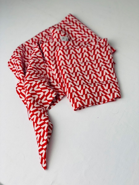 Красная повязка Твилли принт "Зигзаг" прямая фото