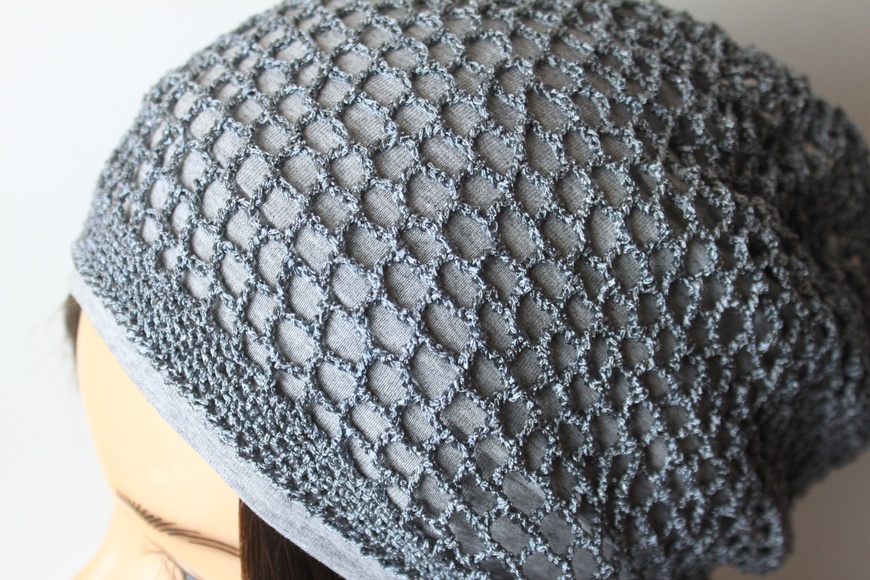 Шапочка Ніті з плетеною сіткою ручної роботи сіра (форма Міні) фото