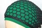 Шапочка Ніті з плетеною сіткою ручної роботи чорна на зеленій основі (форма Міні) nitib-1 фото 3
