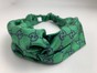 Объемная повязка "Пухляш" из брендовой ткани Gucci зелёная puch-1 фото 2