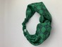 Объемная повязка "Пухляш" из брендовой ткани Gucci зелёная puch-1 фото 1
