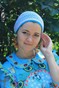 Шапочка Нити с плетенной сеткой ручной работы белая на голубой основе (форма Мини) nitiv-6 фото 1