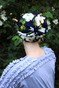 Шапочка з вшитим об'ємом Грейс літня темно-синя з квітами hatgrasekrep-1 фото 4