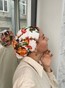 Шапочка Мириам с сеточкой белая принт цветы hatmiriamsitka-4 фото 3