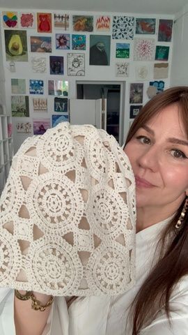Мириам, шапочка из премиального хлопкового кружева в стиле "мозаика" фото