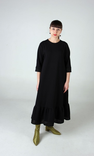 Черное платье Волли с вставками твида шанель с люрексом фото