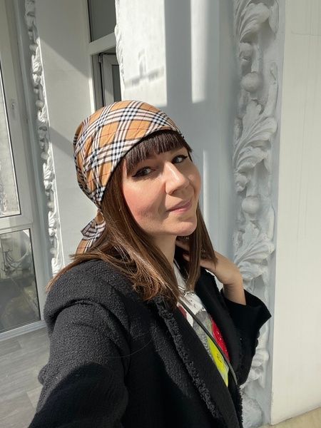 Бандана с имитацией платка принт в стиле Burberry с небольшим дефектом фото