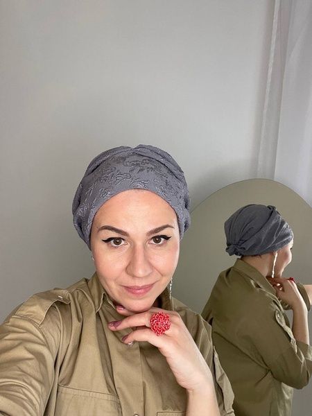 Шапочка Грейс с дополнительным объемом жаккард фото