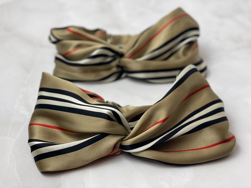 Объемная повязка «Пухляш» из брендового шелка Burberry фото