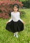 Чёрная детская свободная трикотажная юбка на резинке dytskirttr-20 фото 1