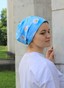 Шапочка Мириам принт голубая с ромашками hatmiriampryint-8 фото 3