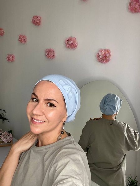 Шапочка Мириам однотонная лен+хлопок фото