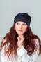 Чорна шапочка Діва комбінована hatdiva-2 фото 4