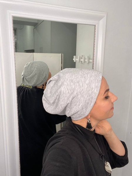Шапочка Мириам зимняя двойной футер цвета Серый меланж фото
