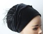Шапочка Энжи Классика со вшитым объемом велюровая чёрная с перьями enzhivel-2 фото 2