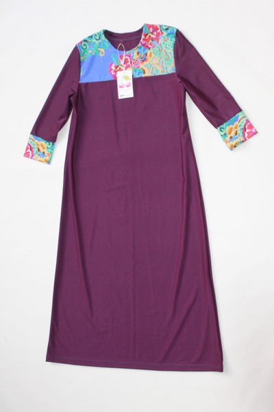 Купальна сукня пряма фіолетова з квітковим принтом фото