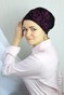 Шапочка Павлин легкая бордо с шифоновыми цветами hatpavabpr-2 фото 1