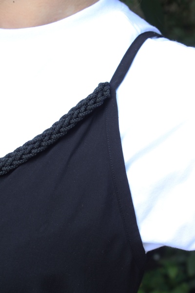 Сарафан черный с украшением "кроше", Размер M-L фото